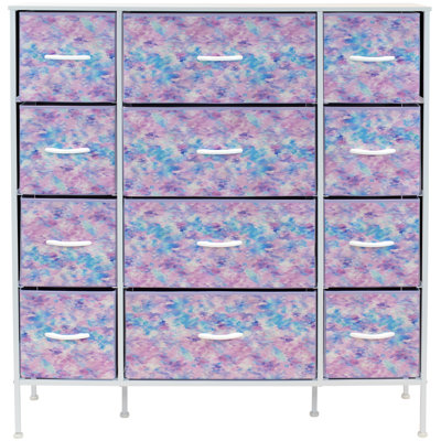 Sorbus 12 Drawers Dresser With Steel Frame And Wood Top In Tie Dye Purple