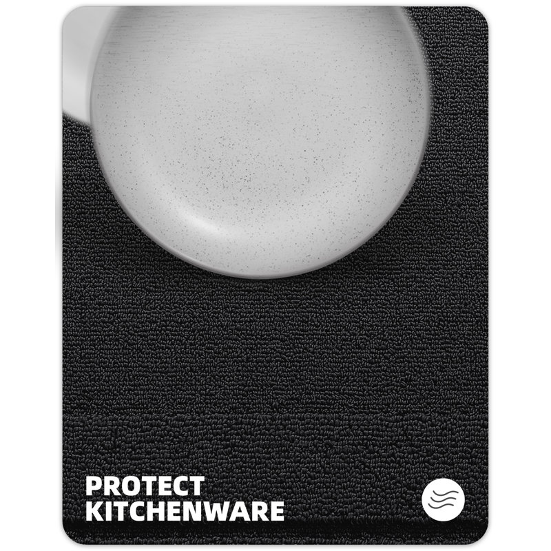 Tapis de cuisine antidérapant Capucina, Noir, Rectangle 1 pi 4 po x 4 pi 9 po