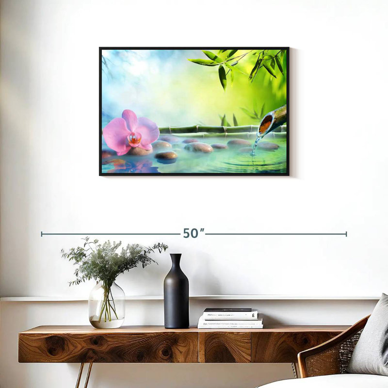 Orchidée japonaise, Cadre flottant noir, 31 po x 21 po