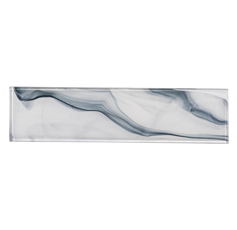 Barc 3" x 12" Straight Edge Glass Marble Look Subway Wall Tile, Acacia