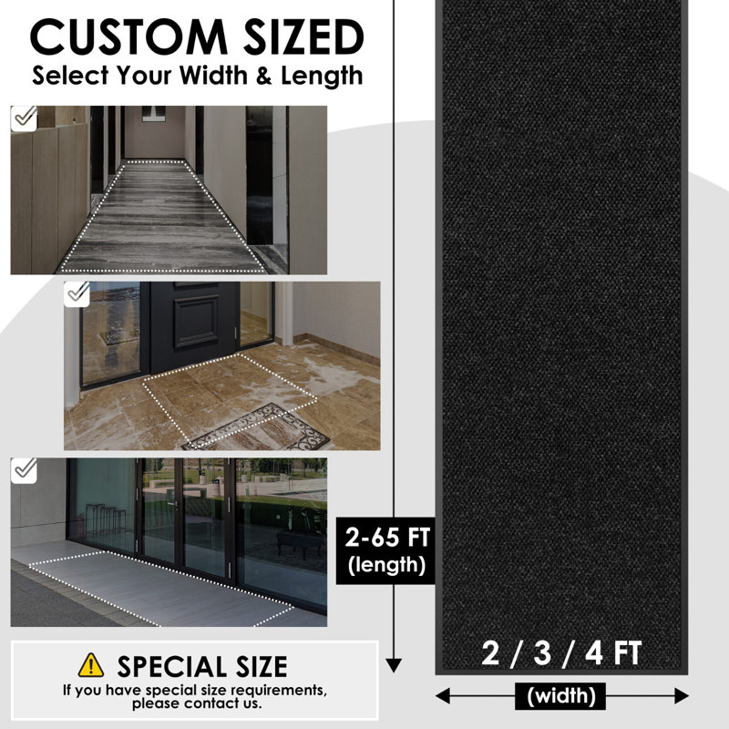 Tapis d'entrée commercial pour l'intérieur et l'extérieur, L 24 po x L 120 po