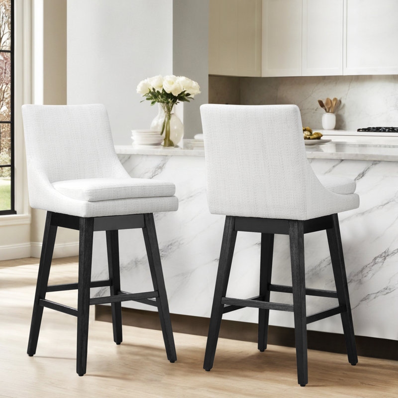 Aleksy Swivel Counter & Bar Stool, Bar Stool (30" Seat Height), White