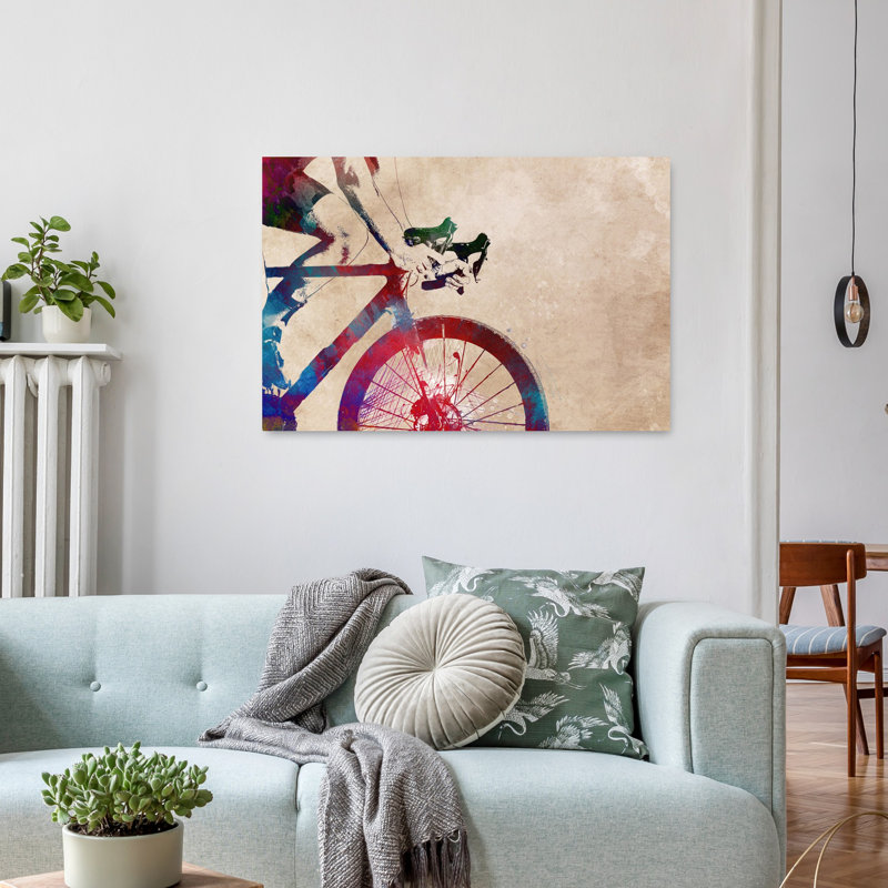 «Vibrant Cycling Motion», art mural contemporain, H 24 po x l 36 po