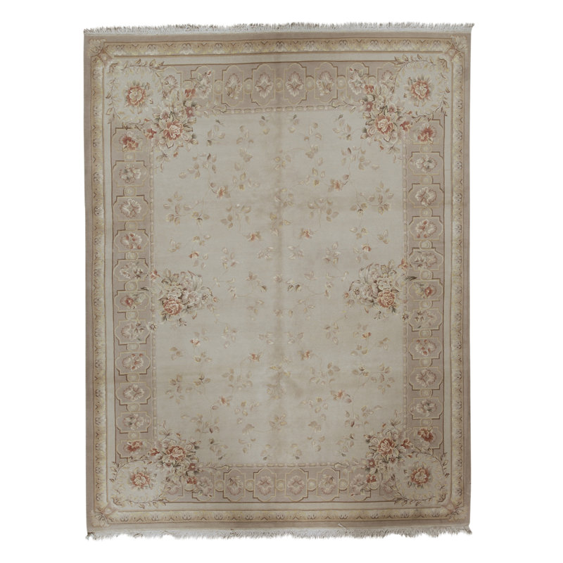 Hand Knotted Area Rug in Beige