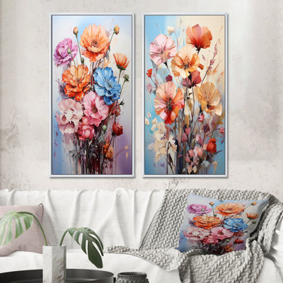 " Carnations Representation Multicolored Acrylic " 2 - Pieces