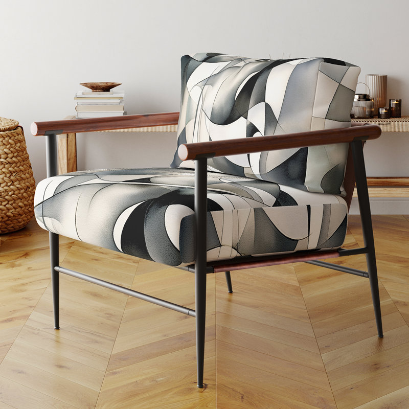 Abstract Neutral XIII - Chaise d'appoint rembourrée abstraite, Noir