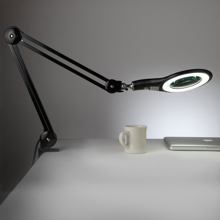 Lightview Pro 33 in. Adjustable Swing Arm Integrated 2.25X Magnifying LED Desk Clamp Lamp