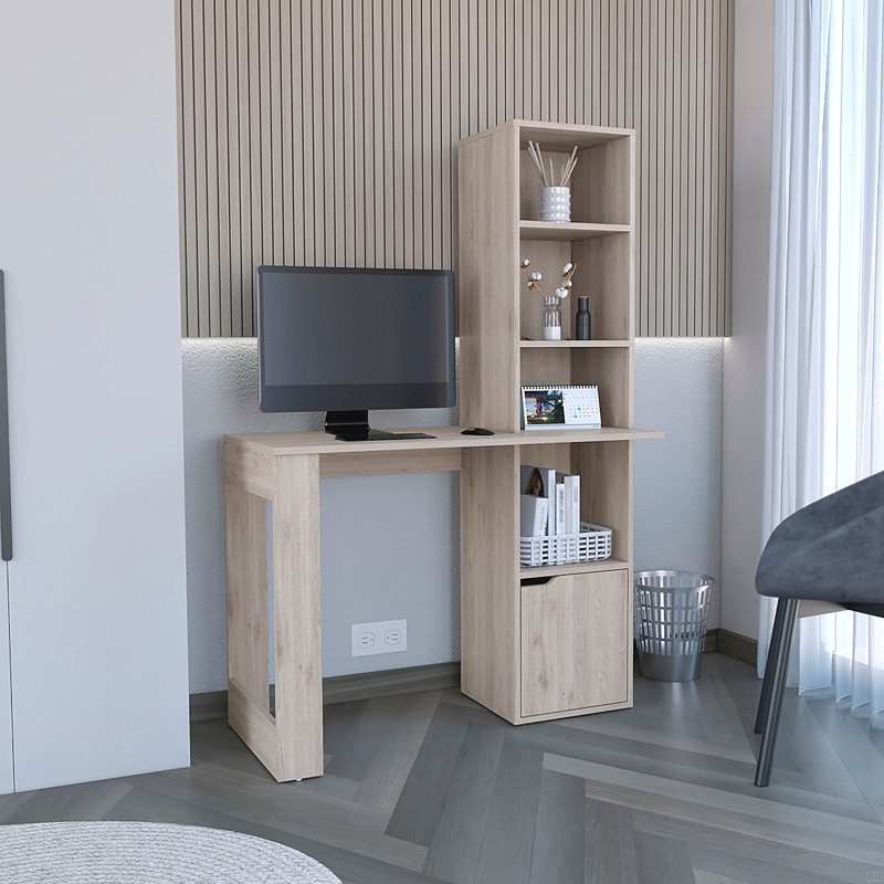 Bureau d'écriture avec bibliothèque et armoire, Gris
