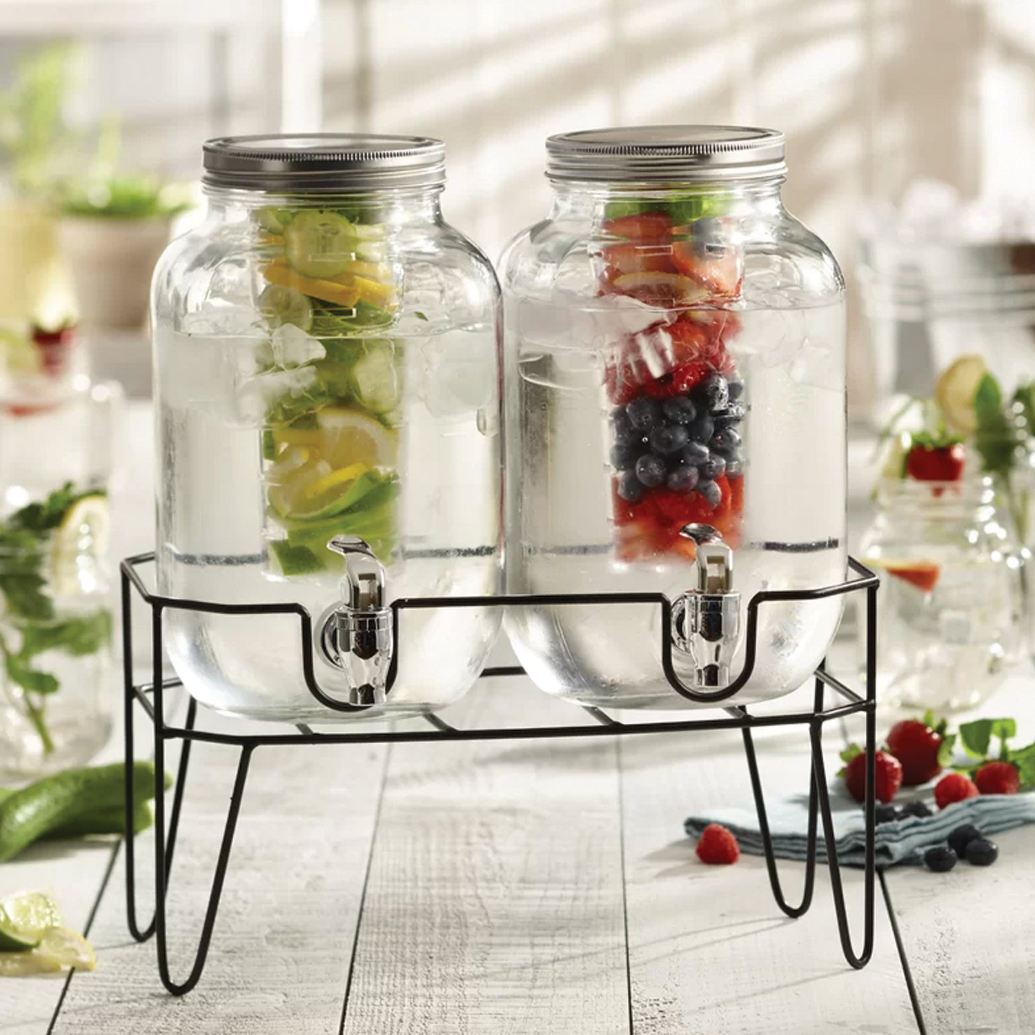 George Oliver Krecic 7 - Piece Double Beverage Dispenser Set | Wayfair