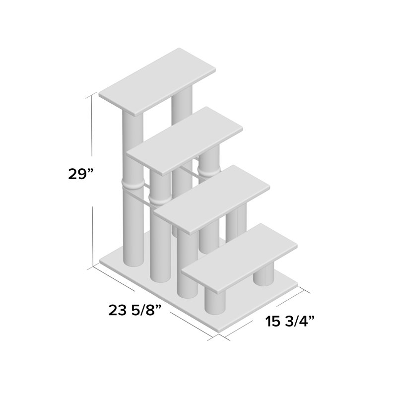 Stairs With 4 Steps, 29" H x 23.63" W x 15.75" D, Gray