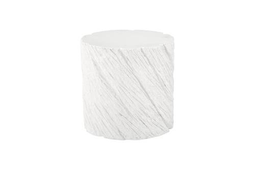 Shear Side Table, Oval, White Stone