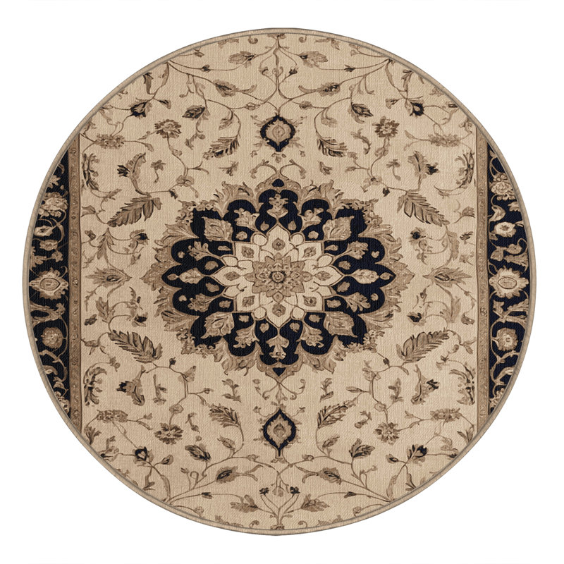 Tapis brun lavable à la machine, Rond 3 pi