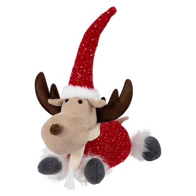 Figurine de Noël en peluche allongée - 12 po - rouge et blanc