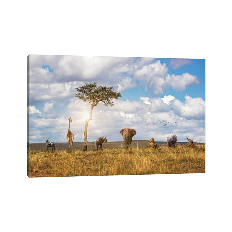 Safari Animals Looking Out over the Land 1 Piece Wrapped Canvas Wall Art, 30.48 cm H x 45.72 cm W