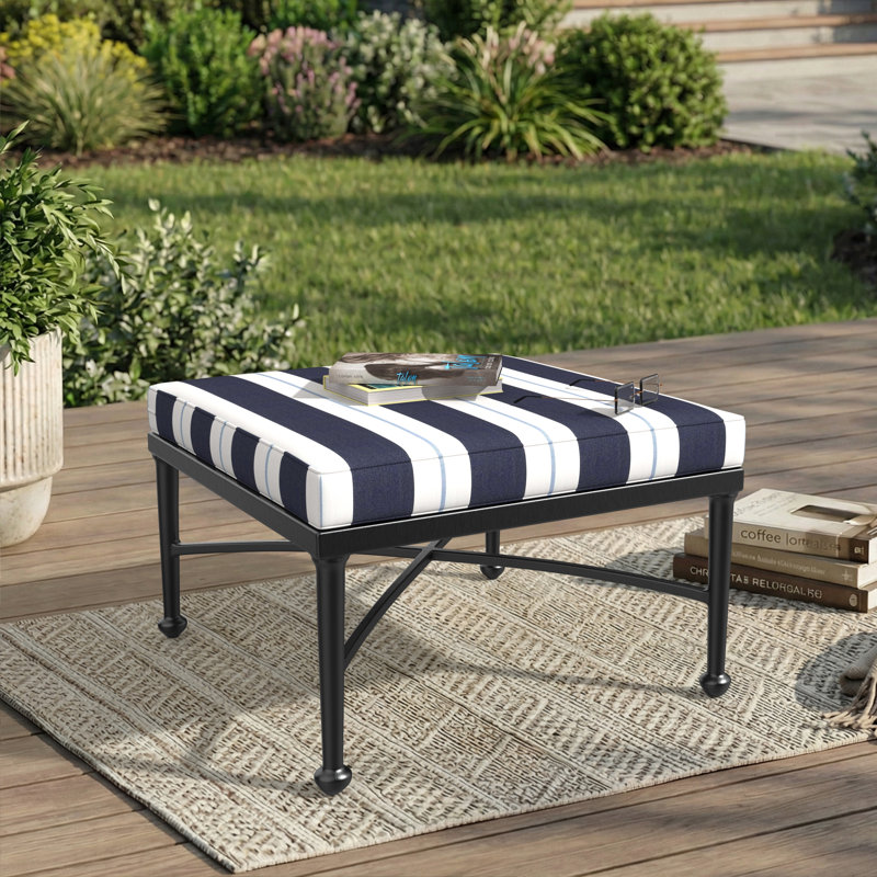 Sunbrella® Outdoor Ottoman Seat Cushion, 24" W x 24" D, Relate Harbor