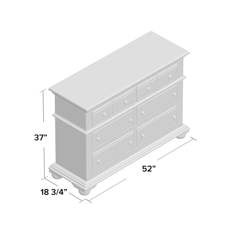 Khoury 52'' W 6 - Drawer Dresser, Distressed Eggshell White