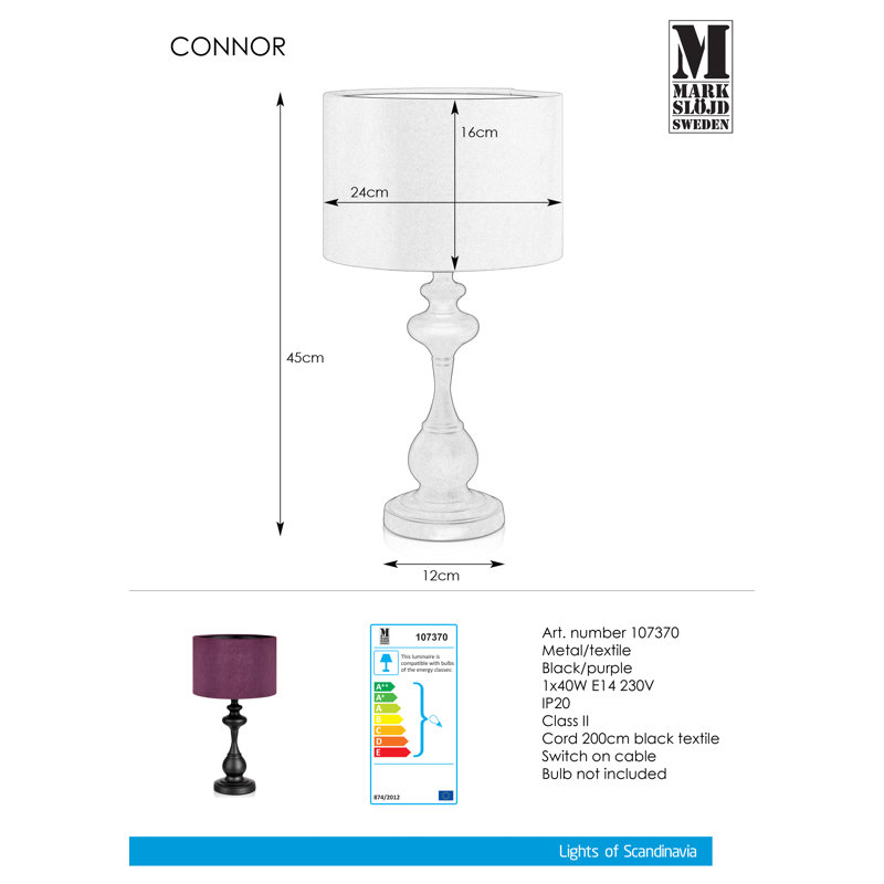 Dane Metal Table Lamp, White