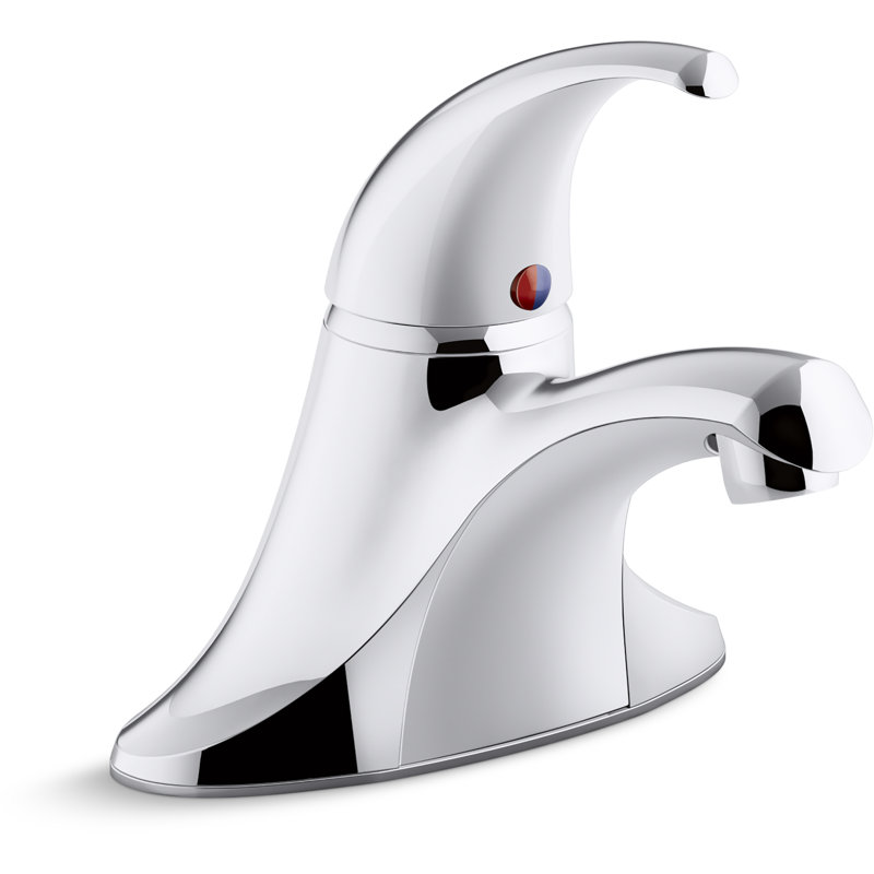 Robinet de lavabo de salle de bain central à poignée simple avec bonde escamotable en plastique Coralais