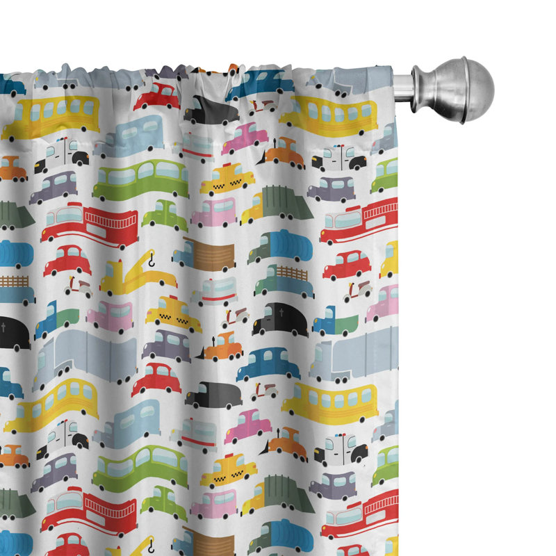 Transportation Semi-Sheer Rod Pocket Curtain Panels, 28" x 95"