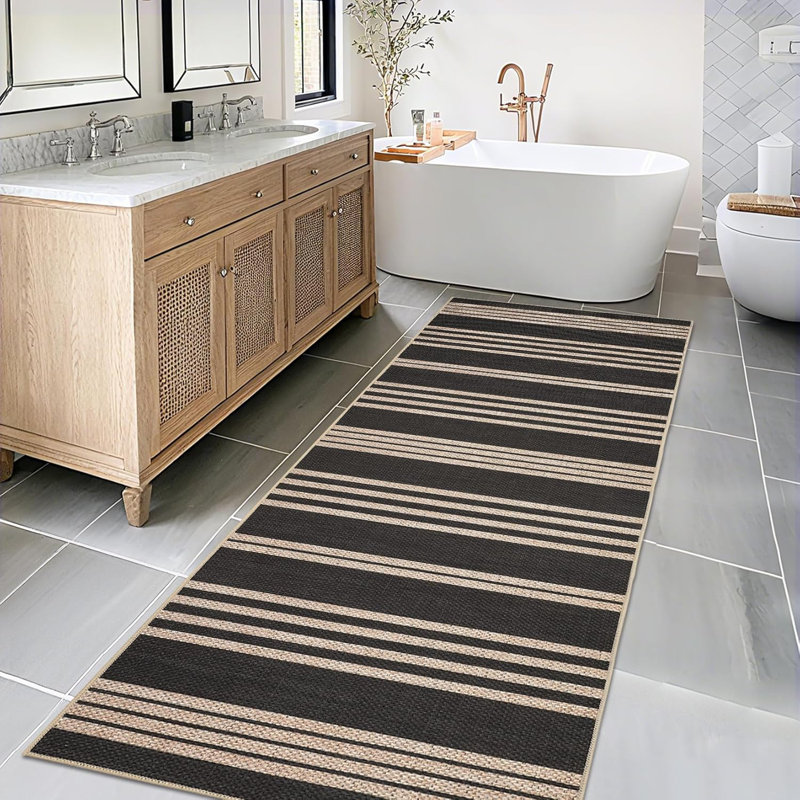 2x6 Jute Runner Rug – Washable, Non-Slip, Woven Carpet for Kitchen, Entryway, Bathroom, Laundry Room (Brown), Runner 2' x 6'