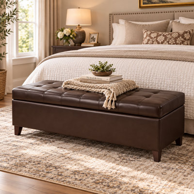 Loggins Faux Leather Upholstered Bench with Flip Top
