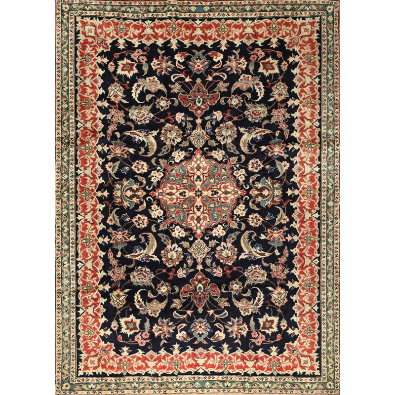 Tapis décoratif oriental noir/bleu Kunal, Rectangle 8 pi x 12 pi