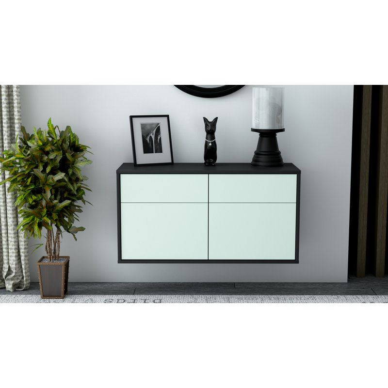 Martindell Unfinished Floating TV Stand, Light Blue