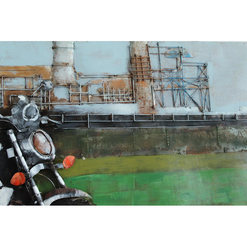 Peinture murale faite à la main en métal avec pièces en relief 3D 79 po x 2 po x H 40 po