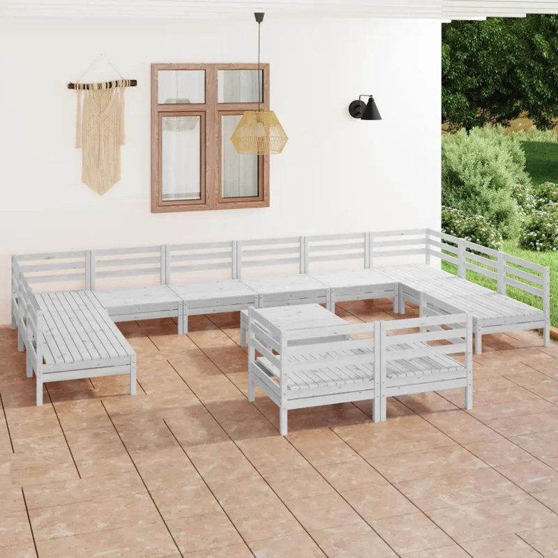 Ensemble de conversation en bois massif pour 12 personnes Brunetto