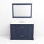 48 po W, meuble-lavabo simple, bleu marine, comptoir en marbre, 8 robinets, 46 miroirs muraux, 22 profondeurs de large, surface incluse