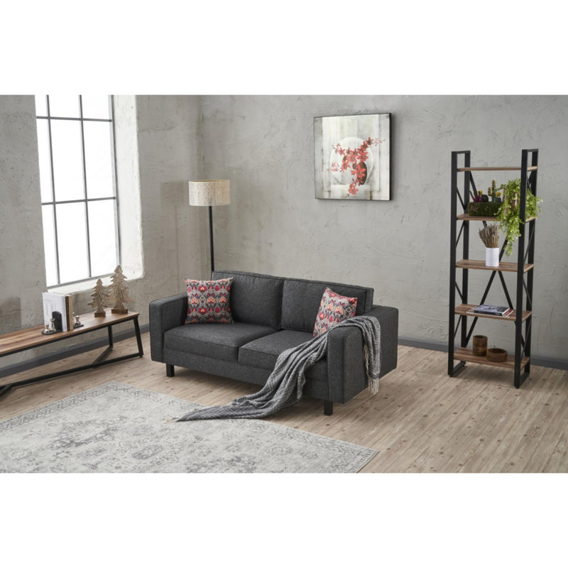 Causeuse rembourrée 70,9 po Bre, Mélange de polyester gris foncé
