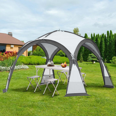 3.5 x 3.5M Dome Gazebo with Sides for 6-8 Person, Outdoor Portable Camping Event Shelter Garden Tent, Waterproof 2000mm, UPF50+ UV Sun Protection Grey