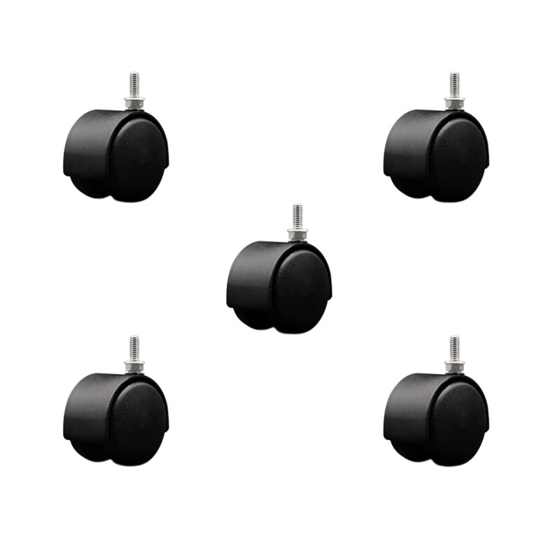 Ensemble de 5 roulettes en nylon noir 2 pouces