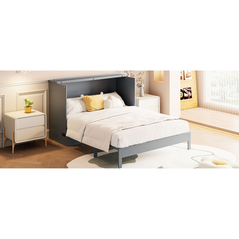 Lit double de couleur grise avec beaucoup de tiroirs pour les oreillers - choix de chambre à coucher confortable. Maximise les petits espaces. Peut contenir divers objets. Style élégant. Accessibilité de charge.