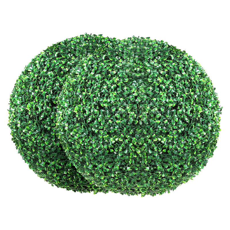 20" Set of 2 Artificial Boxwood Topiary Balls, Faux Greenery, 20" H x 20" W x 20" D