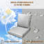 Ensemble de mobilier de patio moderne en aluminium: canapé à trois places, deux chaises simples et table basse pour une vie extérieure durable.