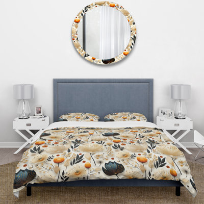 Literie neutre à motif de fleurs bohème beige II