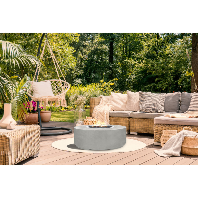 Fire Pit Round Cylinder 36in Limestone Ng (lp Kit Included)