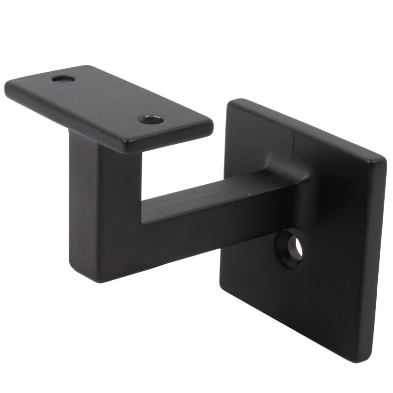 Contemporary Handrail Bracket with 2.125" H x 1.375" W x 2.875" D Square Base, Matte Black