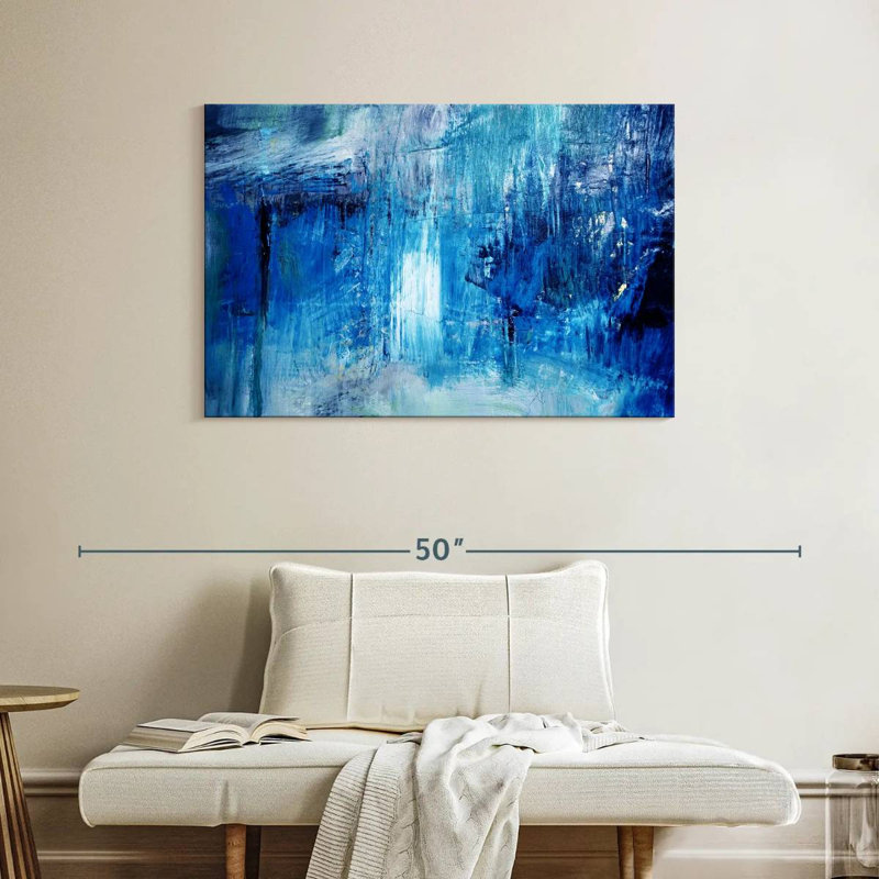 Bleu marine Avery abstrait, H 26 po x l 39 po