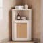 Armoire de rangement en coin Farmhouse avec porte de grange en rotin et tablette réglable