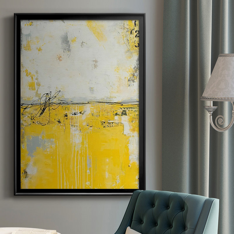 Impression sur cadre jaune, Noir, H 24,5 po x l 18,5 po x P 1 po