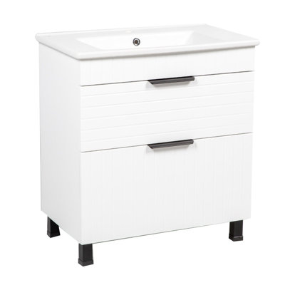 Meuble-lavabo autoportant avec lavabo Jakkar-F_Modern - non-toxique, panneau de fibres à densité moyenne résistant au feu - 30 po