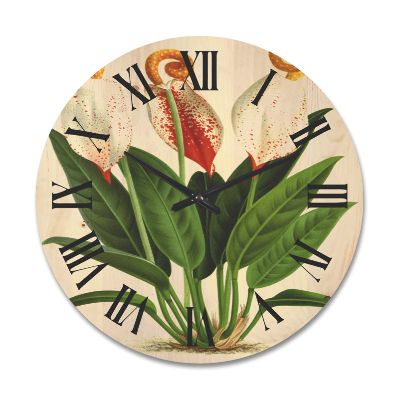 Fleurs rétro I - horloge murale, Solid Wood, Extra Large