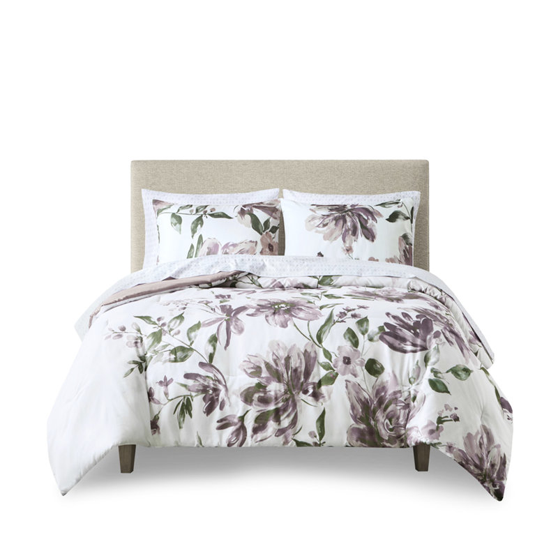 Édredon et drap floral taupe, Mauve, Édredon double et 5 pièces supplémentaires