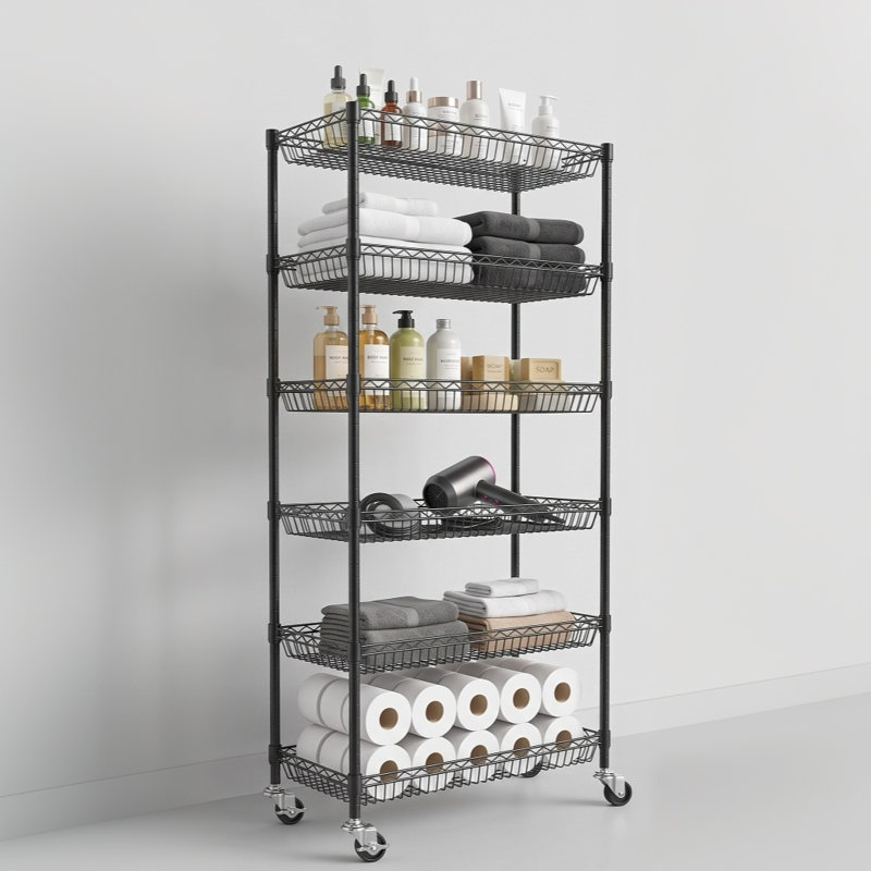 Shelving Unit with Wheels, 160cm H x 35cm W x 74cm D