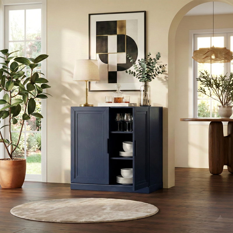Armoire de rangement Gershwin, H 31 po x l 31 po x P 16 po, Bleu très foncé