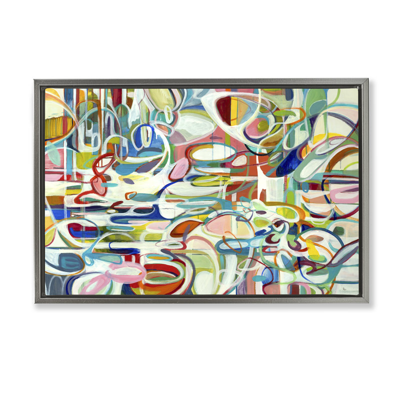 Round Geometric Pattern Canvas Wall Art by Lisa Ridgers, Lustre Grey Floater Frame, 17" H x 25" W
