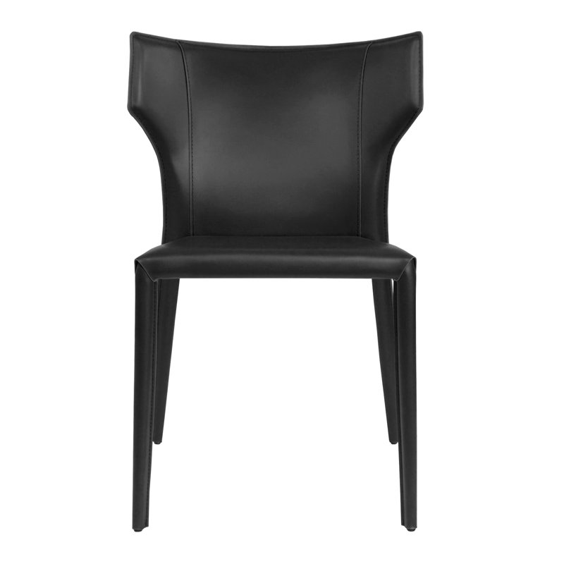 Kendryck Wingback Leather Dining Chair, Black