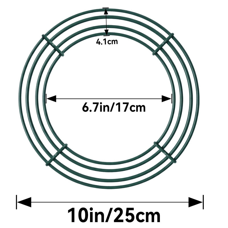 Lot de 12 anneaux métalliques verts de 25 cm (10 pouces) pour couronnes, robustes et soudés, parfaits pour les loisirs créatifs, les petites couronnes, Noël, le Nouvel An et les fêtes de fin d'année. Facile à enrouler.